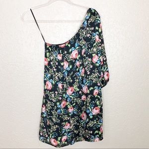 EUC Anthropologie Hazel floral One Shoulder silk dress